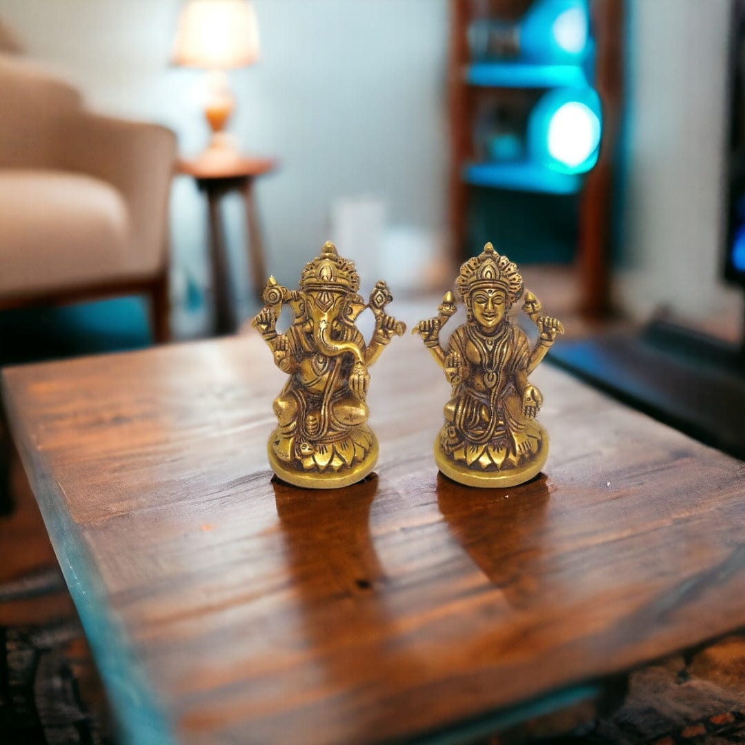Brass Lord Ganesh Lakshmi Statue